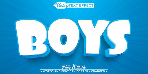 Cartoon Blue Boys Vektor bearbeitbare Texteffektvorlage