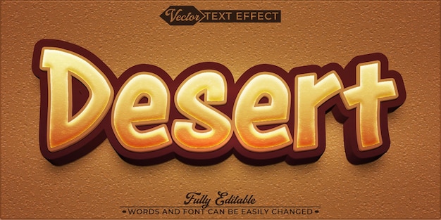 Cartoon Brown Desert Vektor bearbeitbare Texteffektvorlage
