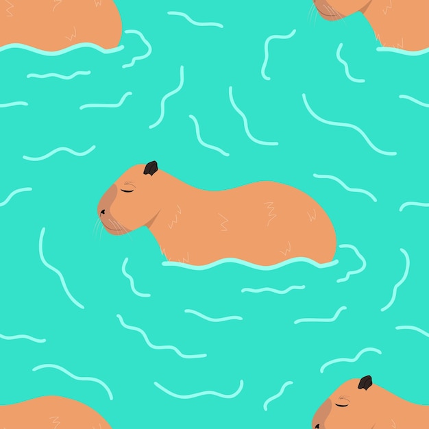 Cartoon-capybara-nahtloses muster