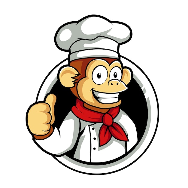 Cartoon-Chef-Affe-Maskottchen-Logo