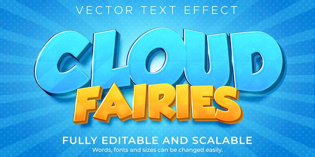 Cartoon cloud-texteffekt, bearbeitbarer comic und lustiger textstil