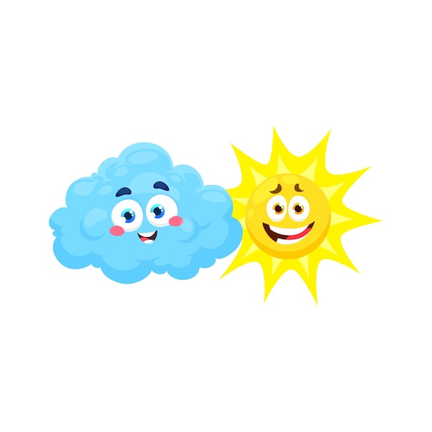 Vektor cartoon cloud und sonne wetter vektorfiguren