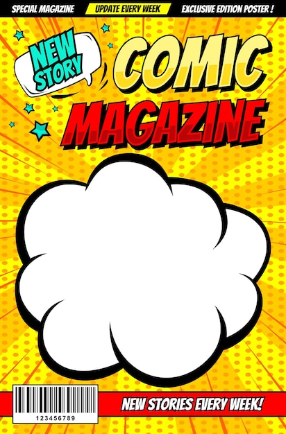 Vektor cartoon comic-magazin-cover-vorlagen-design