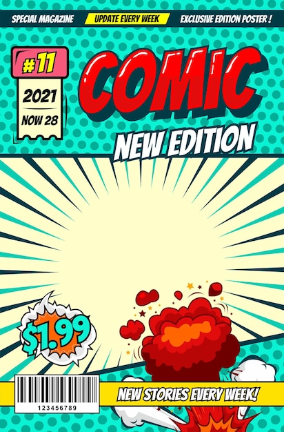 Cartoon Comic-Magazin-Cover-Vorlagen-Design