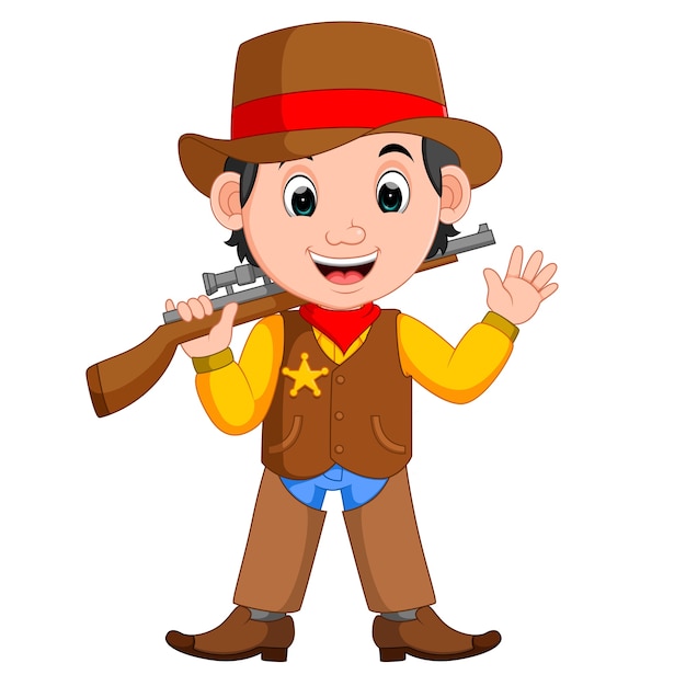 Cartoon cowboy mit einer pistole