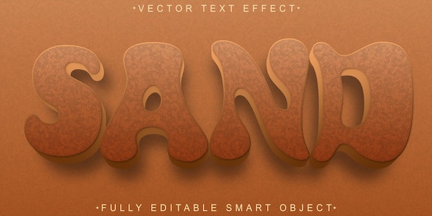 Cartoon Desert Sand Vector Vollständig bearbeitbares Smart Object Texteffekt