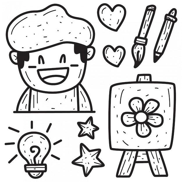 Cartoon doodle painter design