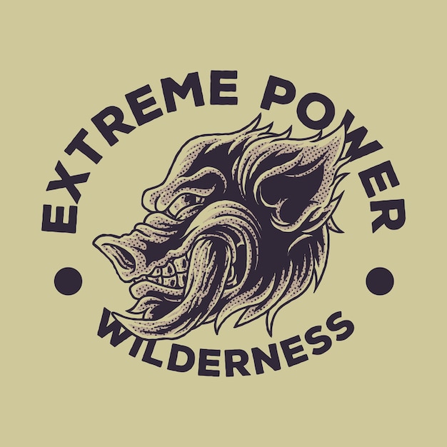 Cartoon-emblem des wilden wildschweinkopfes im retro-stil