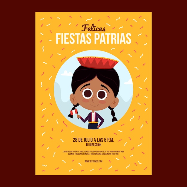 Cartoon Fiestas Patrias Peru Einladungsvorlage