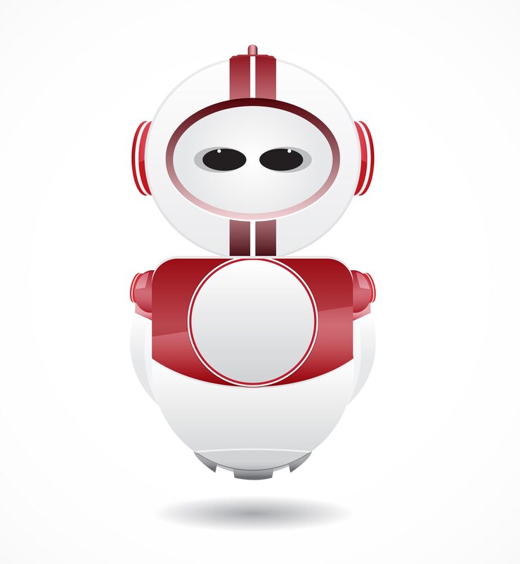 Vektor cartoon fliegender roboter in roter und weißer farbe isoliert