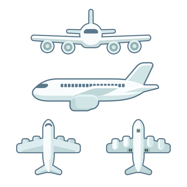 Cartoon Flugzeug inmitten einer flachen Stil