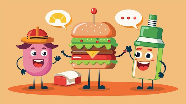 Vektor cartoon food characters having a conversation illustration