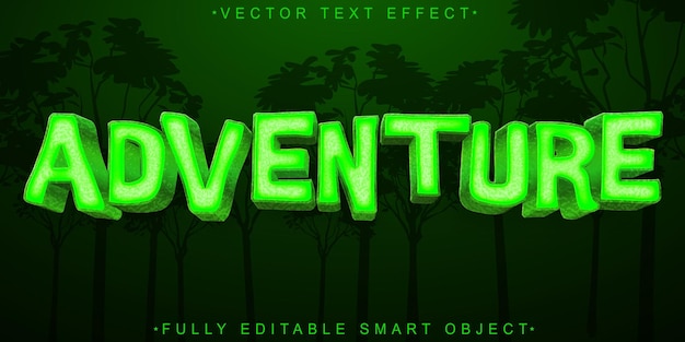 Cartoon Forest Adventure Time Vector Vollständig bearbeitbares Smart Object Texteffekt