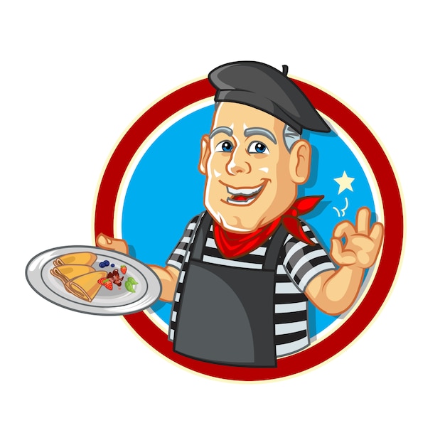 Vektor cartoon französisch crepes chef