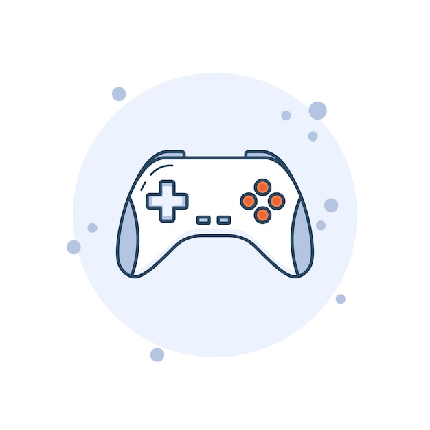Cartoon-GamePad-Symbol Vektorillustration Joystick auf Blasen-Hintergrund Controller-Zeichenkonzept