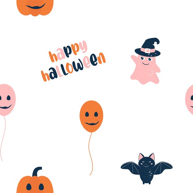 Cartoon halloween nahtlose muster halloween tapete oder stoffmuster für baby