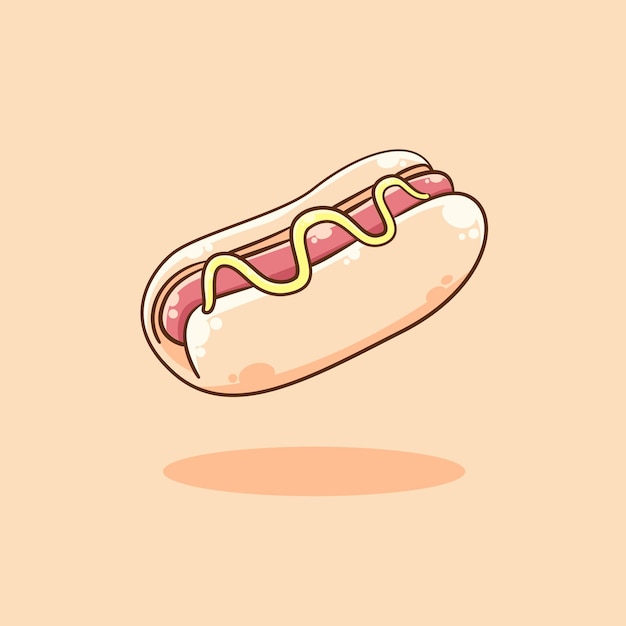 Cartoon hot dog mit senfsauce vektor-illustration