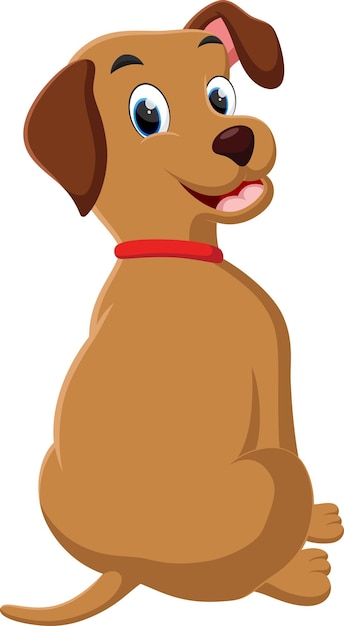 Cartoon-Hund sitzt isoliert auf weißem Hintergrund
