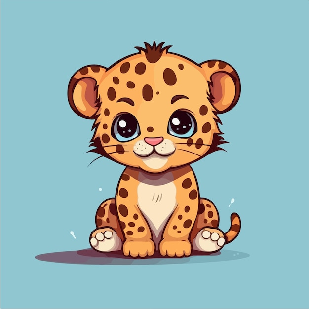 Cartoon-Illustration eines Leopardenjungen mit großen Augen