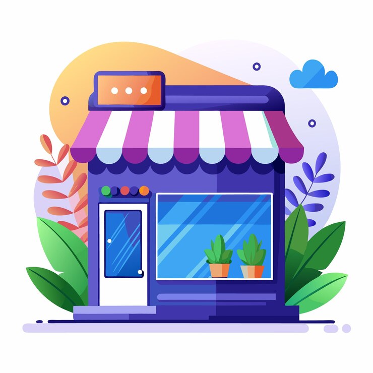 Vektor cartoon-illustration eines online-shops