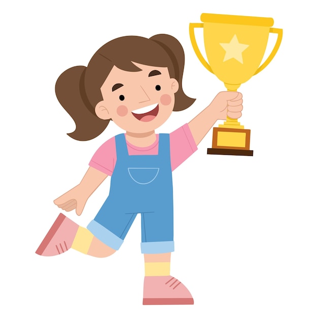 Cartoon-Illustration für die Trophäe-Gewinnerin