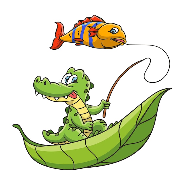 Cartoon illustration krokodilfischen