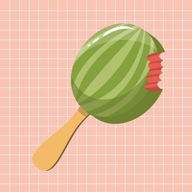 Cartoon-illustration von lebensmitteln sommer-dessert-snacks süße designelemente wassermelonen-eis
