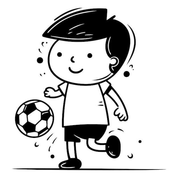 Cartoon junge spielt fußball von einem jungen spielt fußball