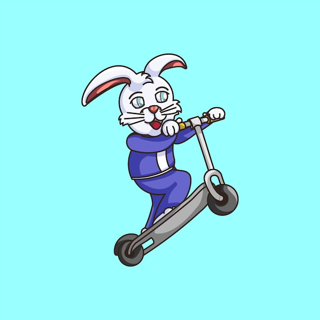 Cartoon-Kaninchen, das Rollerillustration spielt