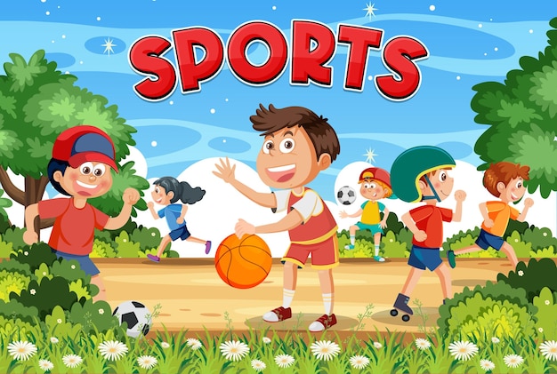 Cartoon-kinder-sport-banner-design