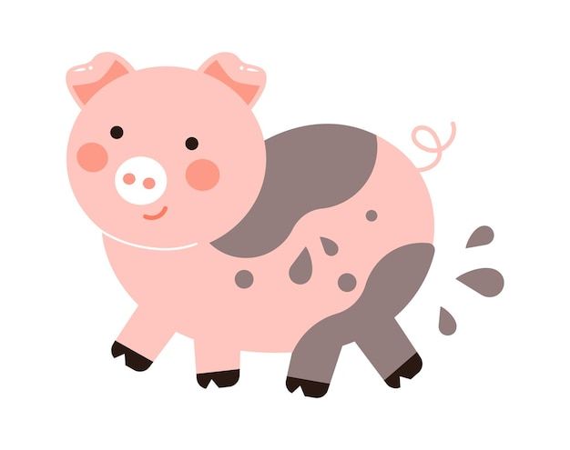 Cartoon kindisches schwein nutztier vektor-illustration