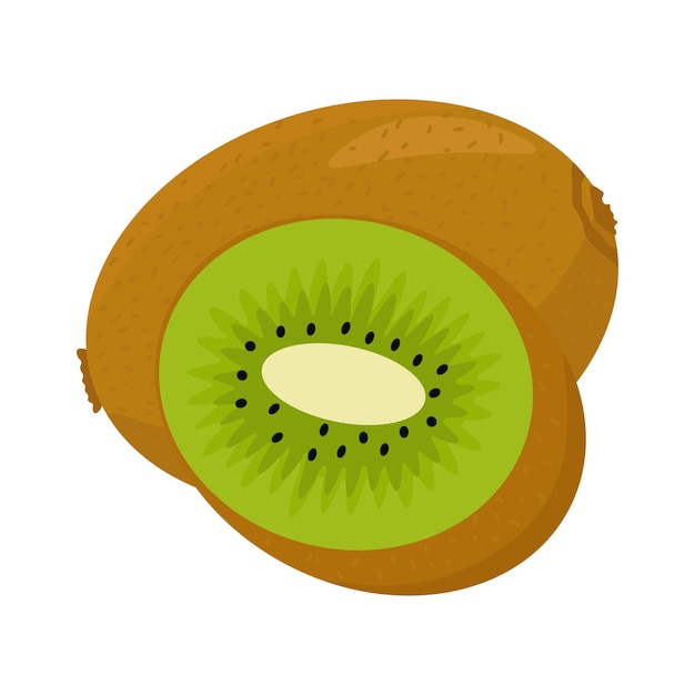 Cartoon-kiwi isoliert auf weißem hintergrund flache cartoon-vektor-illustration vegan-konzept