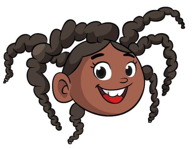 Vektor cartoon kleines afroamerikanisches mädchen mit dreadlocks xavector-illustration eines jungen teenagers skizziert mädchen kopf zeichnung