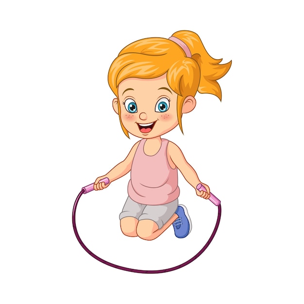 Cartoon kleines Mädchen Springseil