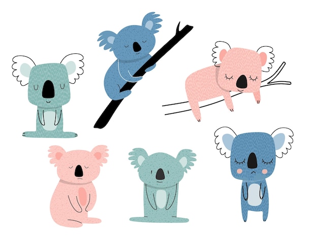 Cartoon-koala-set