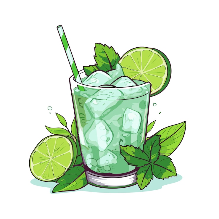 Vektor cartoon-kokosnuss-mojito hd contour flat color cartoon