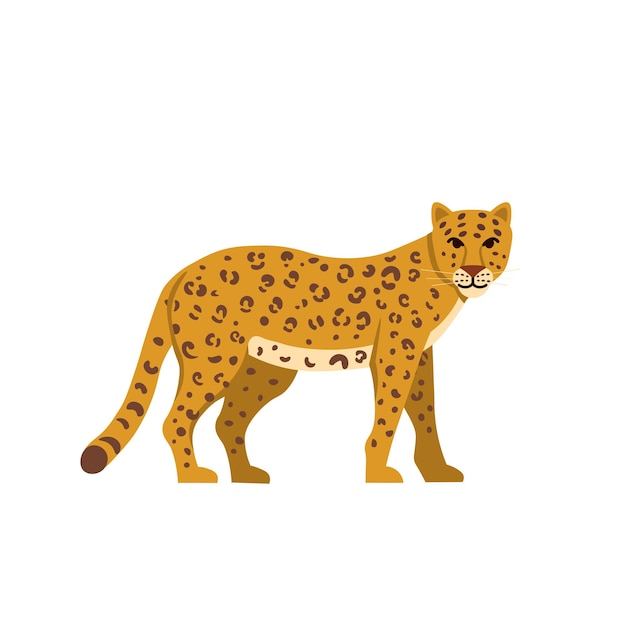 Cartoon-leopard auf weißem hintergrund. flache cartoon-illustration für kinder