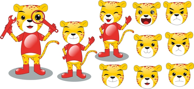 Vektor cartoon leoparden charakter für motion design free vector