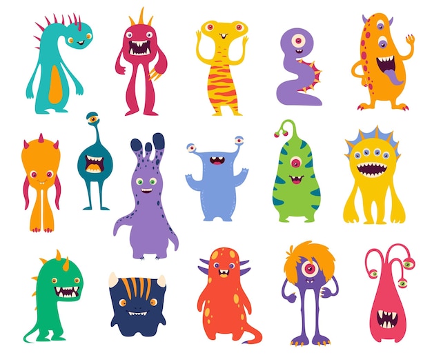 Cartoon lustige Monster Halloween niedliche Charaktere