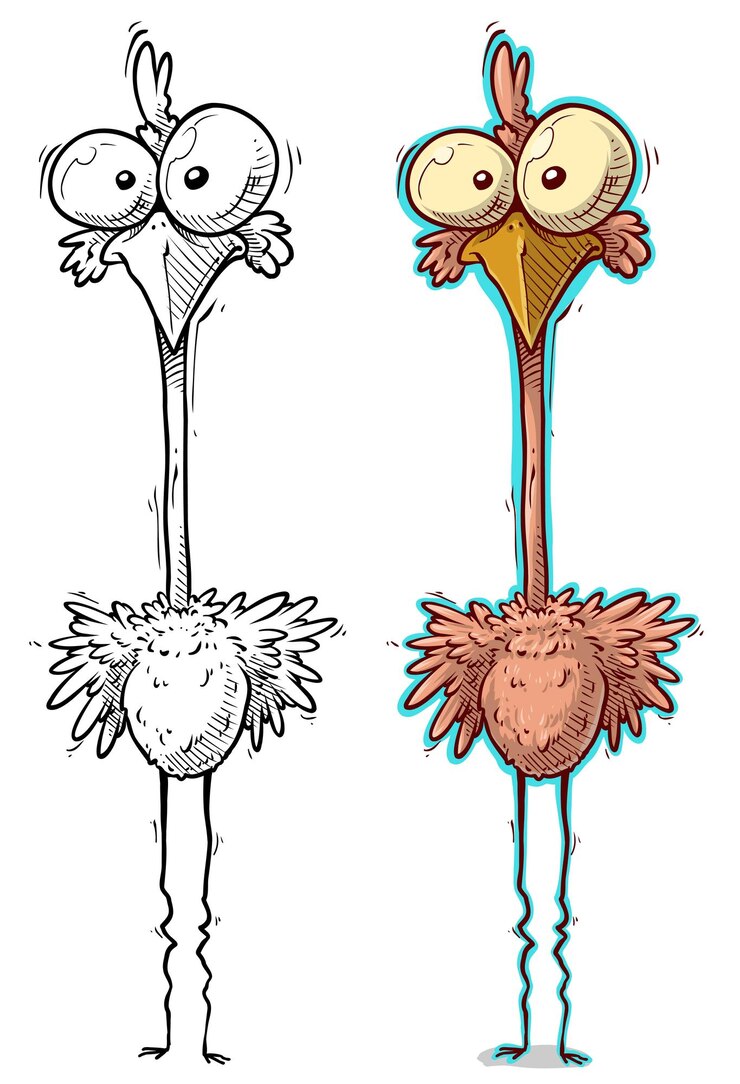 Cartoon lustige niedliche Hand gezeichneter verrückter rosa Vogel