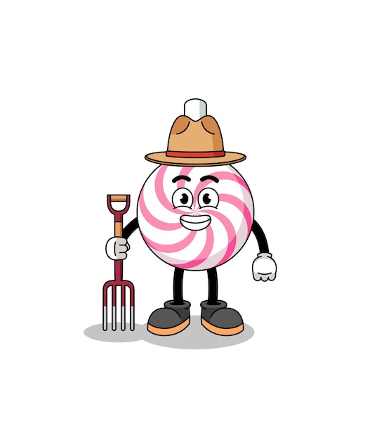 Cartoon-maskottchen des lollipop-spiralbauern