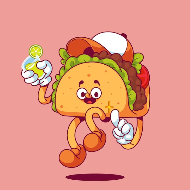 Cartoon Maskottchen Taco schwimmender Vektor