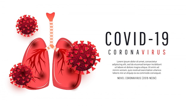 Cartoon menschliche lungen infiziert mit coronavirus-bakteriumzellen, die mit copispea isoliert wurden. illustration. 2019-ncov neuartige coronavirus-bakterien