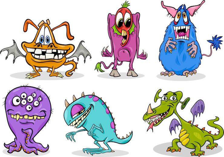 Vektor cartoon-monster-illustration-set