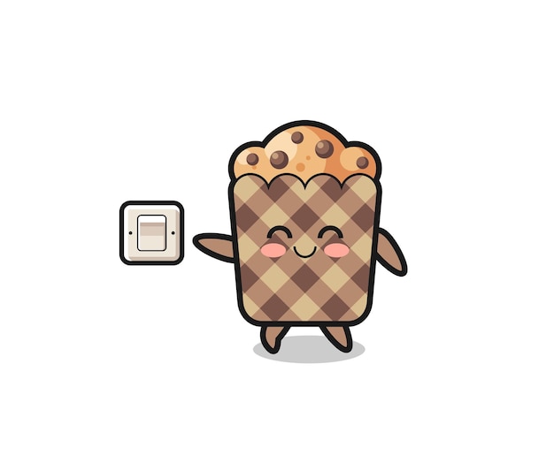 Cartoon-Muffin schaltet das Licht aus