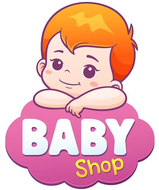 Cartoon nettes baby. babypflege-logo-konzept