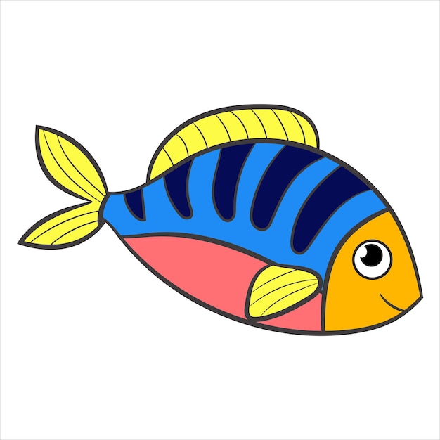 Cartoon niedlicher bunter Fisch