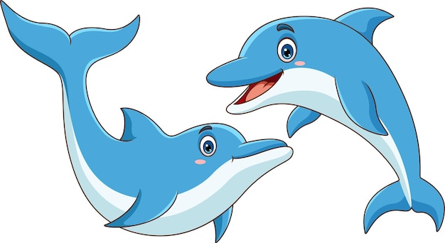 Vektor cartoon niedlicher delphin-flip
