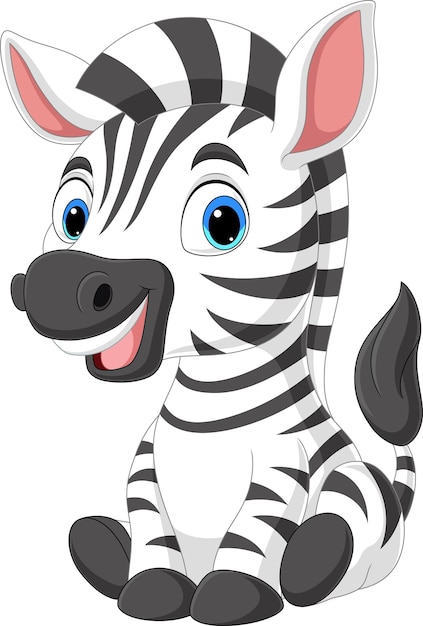 Vektor cartoon niedliches baby zebra sitzend