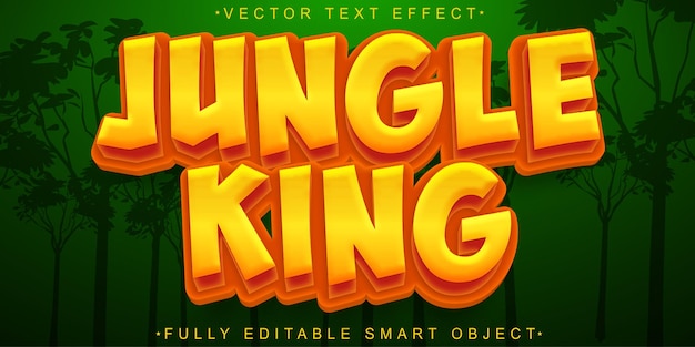 Cartoon Orange Jungle King Vector Vollständig bearbeitbares Smart Object Text-Effekt